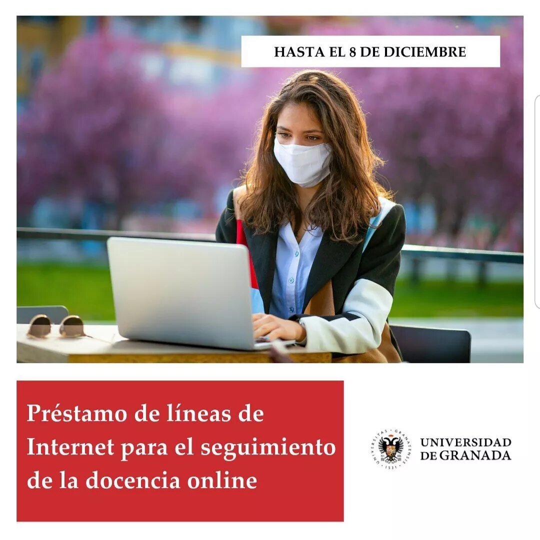 Imagen publicitaria de la convocatoria de préstamo de líneas de Internet para el seguimiento de la docencia online