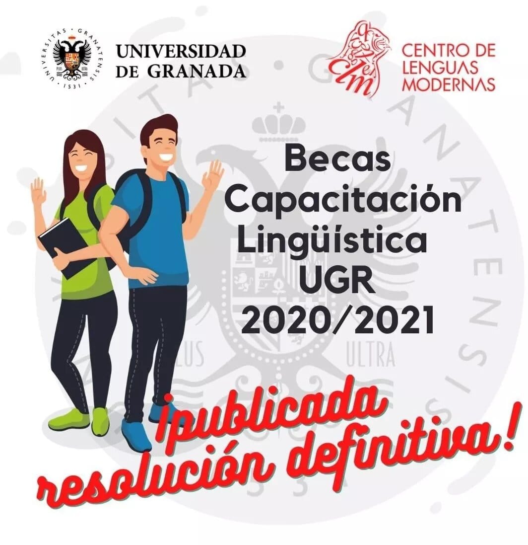 Imagen que anuncia la publicación de la resoución definitiva de las Becas de Capacitación Lingüística UGR 2020/2021